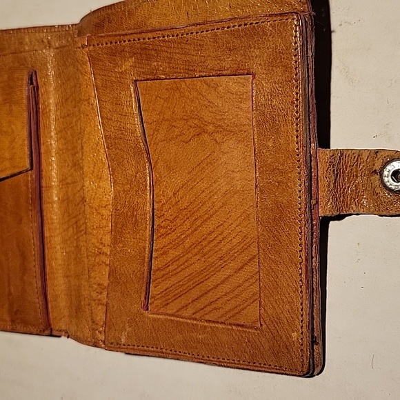 ECHT O PRYM Hand Tooled Leather Bi Fold Wallet Rich Brown Tone. Vintage - Picture 6 of 8